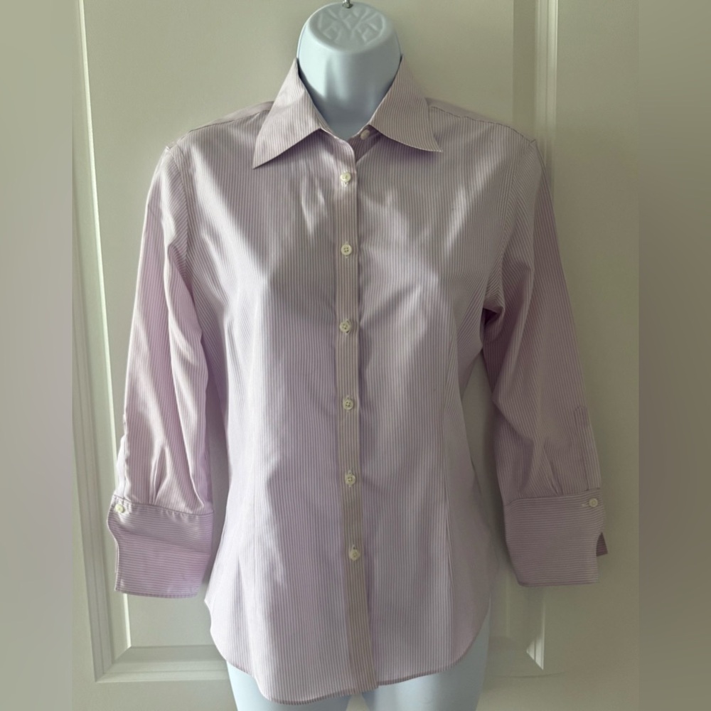 Brooks Brothers Women’s Purple Striped Button Down Fitted Non-Iron Shirt
